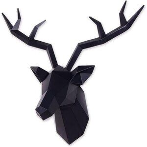 Deer Head Wall Decor Geometrical BlackDeer Antlers Wall Sculpture Faux Taxidermy